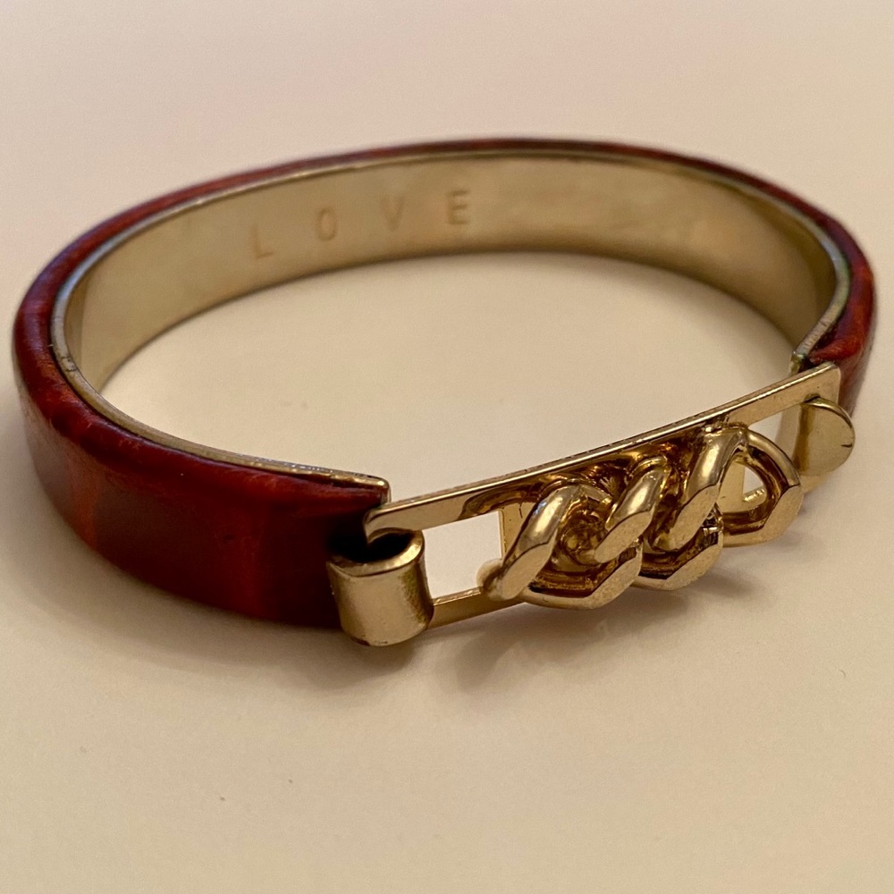 Alligator Mock Croc Gold chain Bangle Bracelet - Picture 4 of 11